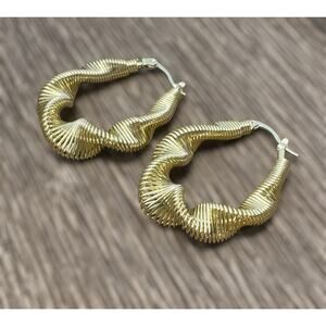 Anthropologie slinky twisted gold bohemian hoop earrings